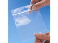 112 x 180mm + 28mm PP Bags with Euroslot Header & resealable flap (Clear Header)
